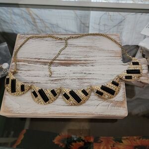 Tanya Creations gold & black bling statement necklace